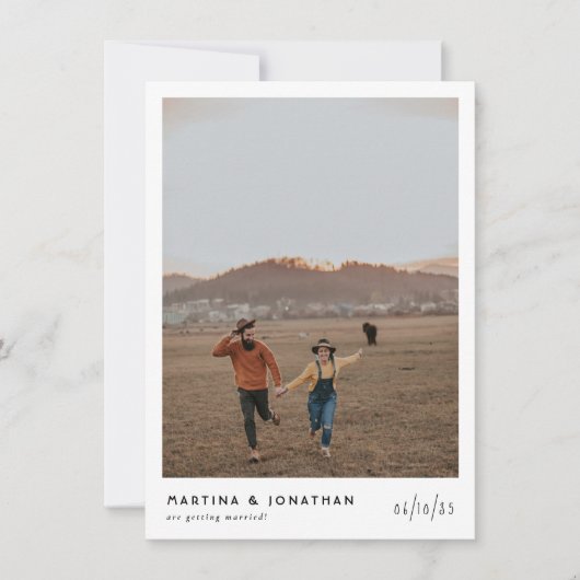 Invitation Simple Boho Black & White Elegant Mariage photo (Devant)