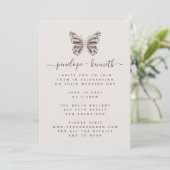 Invitation Simple Boho Butterfly Bourgogne et Mariage Taupe (Debout devant)