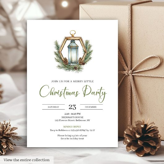 Invitation Simple Boho Couleurs Neutres Dîner de Noël Rustiqu