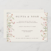 Invitation simple Boho Fleur sauvage Engagement Pa (Devant / Derrière)