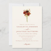Invitation Simple Boho Fleur Sauvage Mariage Brun Orange (Devant)