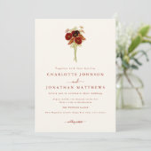 Invitation Simple Boho Fleur Sauvage Mariage Brun Orange (Debout devant)