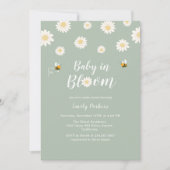 Invitation Simple Boho Green Daisy Bébé dans la douche en fle (Devant)