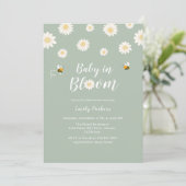 Invitation Simple Boho Green Daisy Bébé dans la douche en fle (Debout devant)