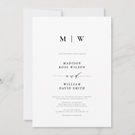 Invitation Simple Boho Mariage Arch Photo Code QR (Devant)
