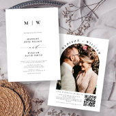 Invitation Simple Boho Mariage Arch Photo Code QR