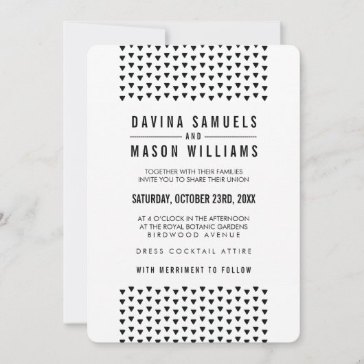 Invitation SIMPLE BOHO MARIAGE triangle moderne motif noir (Devant)