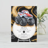 Invitation Simple Boho Monster Truck Anniversaire (Debout devant)