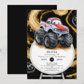 Invitation Simple Boho Monster Truck Anniversaire (Devant / Derrière)