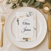 Invitation Simple boho or élégant mariage doré vert