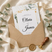 Invitation Simple boho or élégant mariage doré vert