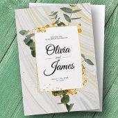 Invitation Simple boho or élégant mariage doré vert