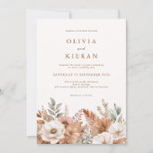Invitation Simple Boho Rustique Mariage de automne Floral (Devant)
