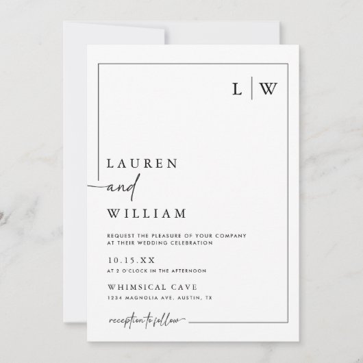 Invitation Simple Boho Script Photo Qr Code Mariage (Devant)