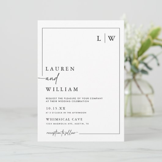 Invitation Simple Boho Script Photo Qr Code Mariage (Debout devant)