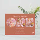Invitation Simple boho terracotta 3 photos 1er anniversaire (Debout devant)