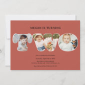 Invitation Simple boho terracotta 3 photos 2ème anniversaire (Devant)