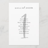 Invitation Simple Bold Wedding Guest List Table Number 1 Card (Devant)