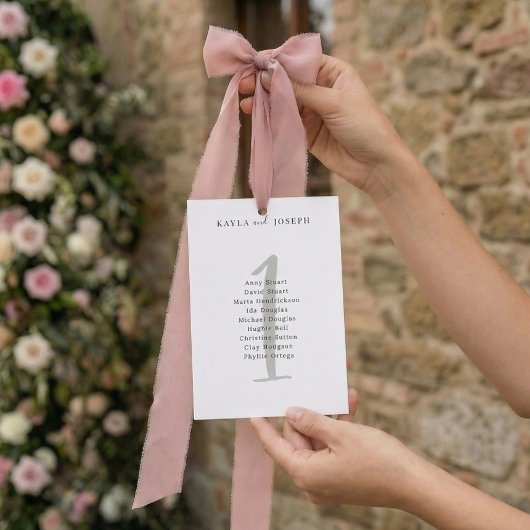 Invitation Simple Bold Wedding Guest List Table Number 1 Card