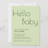 Invitation Simple Bonjour bébé Sage vert Genre Neutre (Devant)