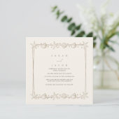 Invitation Simple Bordure de Coquillages Mariage sur la Plage (Debout devant)