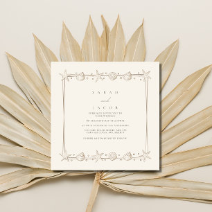 Invitation Simple Bordure de Coquillages Mariage sur la Plage
