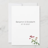 Invitation Simple botanic pink red green flowers RSVP (Dos)