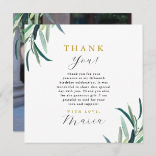 Invitation Simple Botanique 15ème anniversaire Merci photo