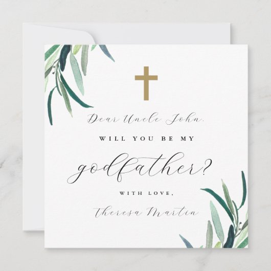 Invitation Simple Botanique avec Demande de Parrain (Devant)