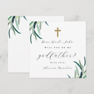 Invitation Simple Botanique avec Proposition de Parrain Croix