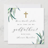 Invitation Simple Botanique Croix Parrain Proposition Photo (Devant)