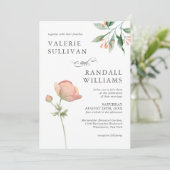 Invitation Simple Botanique Élégant Mariage Floral (Debout devant)