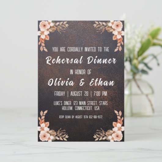 Invitation simple botanique et rustique dîner de répétition (Debout devant)