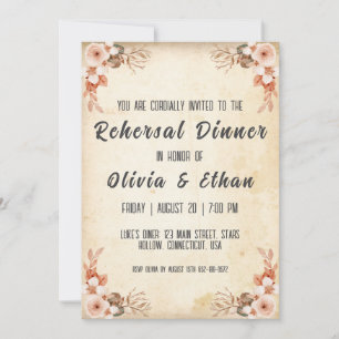 Invitation simple botanique et rustique dîner de répétition