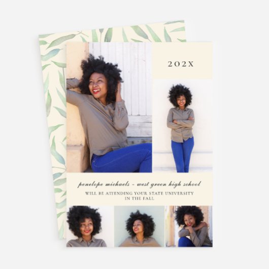Invitation Simple Botanique Photo Collage Partie de graduatio