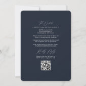 Invitation Simple Botanique RSVP QR Code Dark Navy Mariage (Dos)