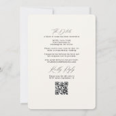 Invitation Simple Botanique RSVP QR Code Mariage de crème ivo (Dos)