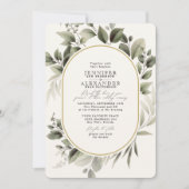 Invitation Simple Botanique RSVP QR Code Mariage vert ivoire (Devant)