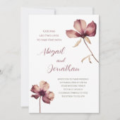 Invitation Simple Bourgogne Fleur sauvage Mariage chrétien (Devant)