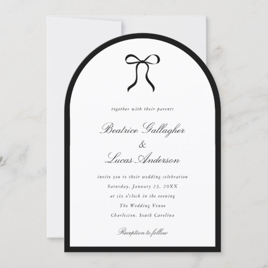 Invitation Simple Bow Classic Wedding (Devant)