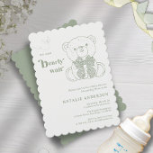 Invitation Simple Bow vert Nous Pouvons Bearly Wait Baby show