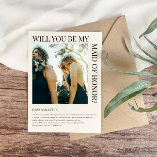 Invitation Simple Bridesmaid Proposal Photo Card 