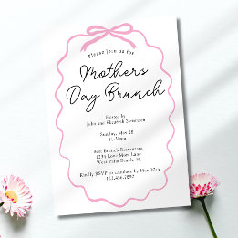 Invitation Simple Brunch de la Fête des Mères avec un Nœud Ro
