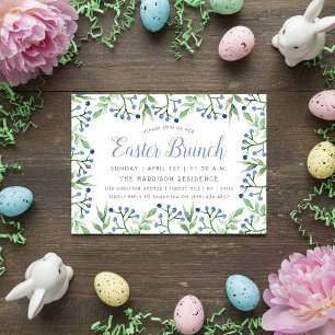 Invitation Simple brunch printanier aux bleuets de Pâques