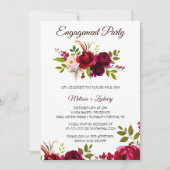 Invitation Simple Burgundy Floral Engagement Party (Devant)