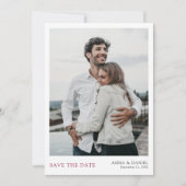 Invitation Simple Burgundy Photo Enregistrer la date Mariage (Devant)