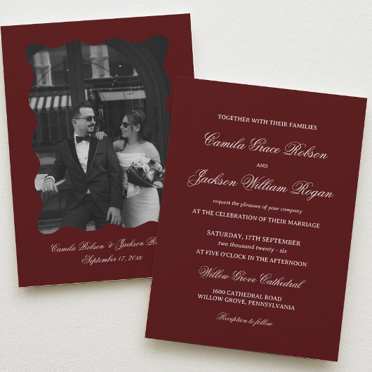 Invitation Simple Burgundy Wedding 