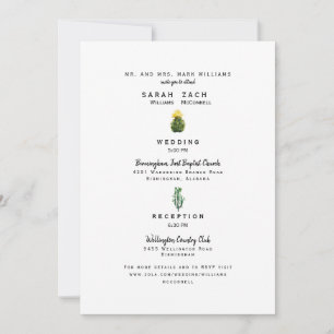 Invitation Simple Cactus Deux Site Web Lieu Parents Mariage