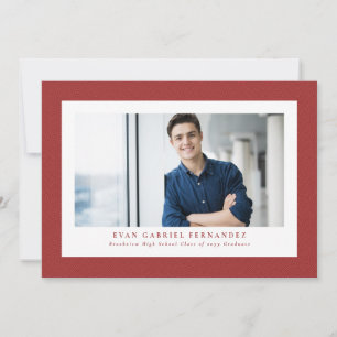 Invitation Simple cadre à tweed rouge classique graduation ph