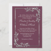 Invitation simple cadre argent plum (Devant)
